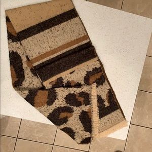 Leopard print & stripe scarf